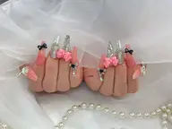 🎀チップ長さ出し10本・3Dフラワー🌸アートやり&パーツ付け放題