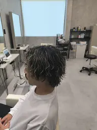 カット+メッシュ+パーマ