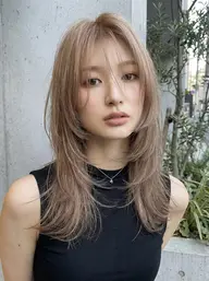 ✨透明感抜群！ブリーチなしダブルカラー＋Aujua2step トリートメント ＃韓国＃レイヤーカット＃透明感カラー