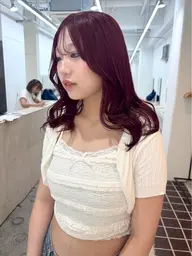 【2回目以降の方はこちら💁🏻‍♀️】ブリーチなしダブルカラー＋髪質改善トリートメント✨️ピンクラベンダー/レッド
