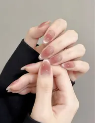 チップ長さ出し　初春桜色ワンホンチーク+マグネットネイル