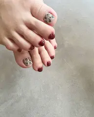 フットアートデザイン&ワンカラーネイル👣