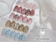 【オフなし】5パターン選び🤍マグネットネイル💅【パーツ付き】/ワンホンネイル