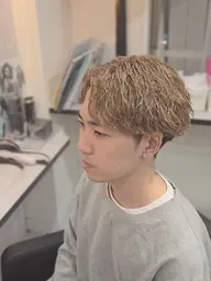 メンズカット×ブリーチカラー×パーマ