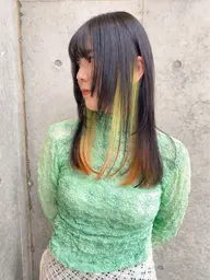 【デザインカラー】ダブルカラー+顔周りカット/イヤリング/インナーカラー/ハイライト/ローライト