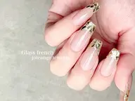 ハンド💅🏻〈オフ込み〉バーチャルガラスフレンチ💎ベースカラー有りのガラスフレンチになります✨