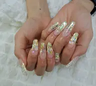 スカルプオーロラフレークネイル