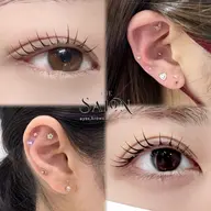 【土日祝限定】オフ無し🌷選べるまつげパーマ上×耳つぼジュエリー12粒🌷撮影モデル様🐈🐾