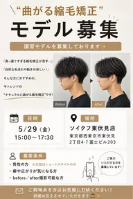 曲がる🌀縮毛矯正モデル✨️ ※男性の方、もしくはショートヘアの女性のみ※