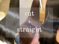 小顔カット+Premium艶髪ストレート+マイクロバブルクレンジング　¥19900