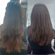 【同時施術】ノンジアミンカラー＋酸性縮毛矯正　(白髪は低ジアミンカラー)理想の艶と手触りを1日で。小顔カット+高濃度TR