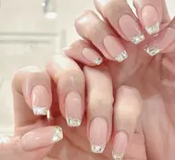 【ハンド】🦋ガラスフレンチネイル🌷ベース込み!オフなし