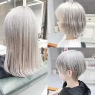 【ブリーチ3回 ダブルカラー】3回ブリーチ+ホワイトアッシュグレージュ透明感カラー+トリートメント