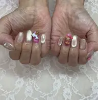 💅ワンカラーネイルでマグネット🧲、ミラーネイル🪞、フラッシュネイル✨¥5500💅