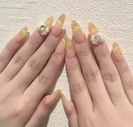［チップスカルプ］ワンホンマグネットフレンチ+2個大きパーツ （10日以内直し無料）