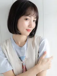 段なしの切りっぱなしボブカット