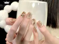 2级持ち研修ネイリスト[定番ワンホンネイル]マグネットワンカラー+4本埋め尽くし¥3500