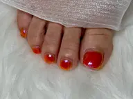 フットジェルネイル　ワンカラー➕オーロラパウダー（オフなし）