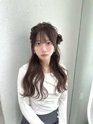 ヘアアレンジ　ハーフアップアップスタイルあみ下ろしポニーテール　　❌リボンアレンジ猫耳ヘア難しめスタイルはNGです