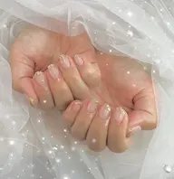 【口コミ特典あり！】オフ無し🩵ガラスフレンチ💎ベースカラー＋ガラスフレンチ🎀ゴールドorシルバーから選べます🫶