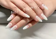 チップ十本長さだし+ワンカラーorラメグラ【オフ込み，ストーン10粒】¥8900