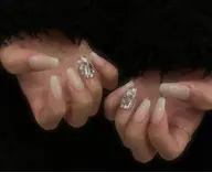 【10本チップ長さだし】ワンカラー・2本キラキラ🤩埋め尽くしネイル