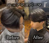 ※1/29不可メンズカット＆ニュアンスorフェザーパーマ 2ステップトリートメント付き フェード×  ※ブリーチ毛に不可