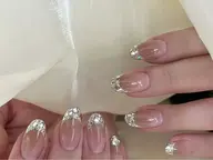 💅人気自爪キラキラ☆ガラスフレンチ《新規ソルトジェルオフ無料♪》