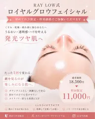 【毛穴レス/水光肌】RAY LOW式ロイヤルグロウフェイシャル｜水光ピーリング＋モデリングパック＋導入＋デコルテ付き