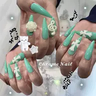 【オフ有】長さだし10本ワンカラー+パーツ付け放題