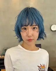 【予約リクエスト限定🌟】ブルー系ブリーチカラー+カット(ボブorウルフorショート) +撮影モデル