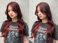 【学割U24】🎶🍓ブリーチなしダブルカラーで作る暖色カラー🍓🎶(ワインレッド・オレンジブラウン)¥7900