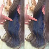 ❤︎ インナーカラー／ネイビーブルー❤︎ ケアブリーチ🌈割引🌈