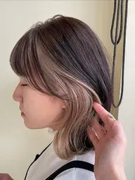 前髪カット+インナーカラー(ケアブリーチ1回)+気分爽快ヘッドスパ🫧※インナー部分以外のカラーも込みです✨