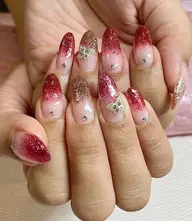 スカルプ🖐️ジェルスカルプ10本💚🩷クリアベース ラメグラデザイン(大パーツ300円〜)