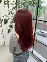 【ミニモ限定クーポン⭐️】ブリーチなし暖色カラー ＋ トリートメント//ピンクブラウン🎀‎/チェリーレッド🍒