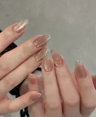 人気自爪キラキラ☆ガラスフレンチ