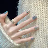 お洒落*バイカラー*ネイル+ストーン10個★大人上品デザイン 5000円