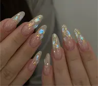 ღ💌ღ 「ジェルオフ無料」 10本チップ長さ出し+うるうる氷ネイル🧊