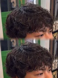 メンズ限定 カット＋プレミアム艶カラー+デザインパーマ＋クイックトリートメント