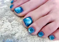 【オフなし限定】うるつやフットネイル️🫧マグネットorフラッシュ ワンカラー🐈ෆ˚*