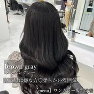 🖤人気NO.３🖤赤み消し茶色で暗くワンカラー➕髪質改善トリートメント➕コテ巻き･:*+.