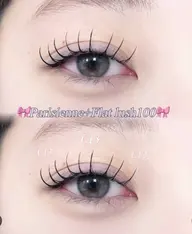 🌟下りまつ毛さんにオススメ🌟パリエク100本（フラットラッシュ）束感コーティング付き🫧
