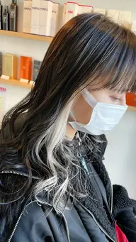 【💗カットなし🙅🏼‍♀️イヤリングカラー💗】ブリーチ＋ダメージカットトリートメント＋フルカラー＋コテ巻き仕上げ