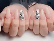 Hant【チップ長さ出し】💅ハンド★ワンカラー＋2個大きいパーツor2本埋め尽くし★スカルプ付け替えオフ無料¥6980