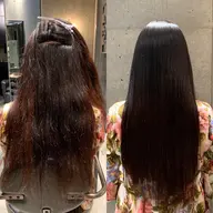 🫧【超自然】🫧弱酸性縮毛矯正+🫧【艶髪】🫧弱酸性カラー+架橋式髪質改善トリートメント〈ホームケア付〉