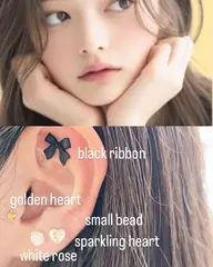 カット（￥3,000＋TAX）＋耳ツボジュエリー片耳3粒計6粒（￥2,500＋TAX）