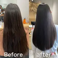 🌿ブリーチ毛でもできる酸性ストレート＆前髪カット