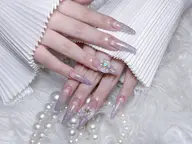 🩵チップ長さだし10本+デザインやり放題(アート5本以上)コース【300円パーツまでつけ放題】オフあり