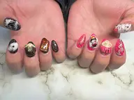 【ご新規様】モノクロ痛ネイル2本＆持ち込みデザイン          メニュー価格+指名料￥770頂いております